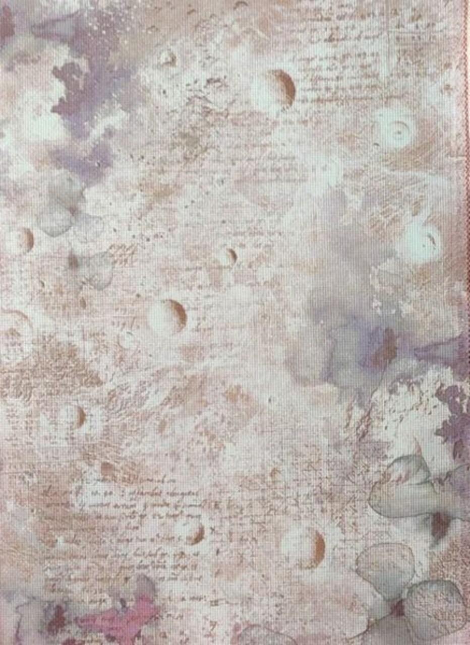 Lunar Traces Designer Printed AIDA Fabric. Canvas for embroidery with an applied background KF-1258A